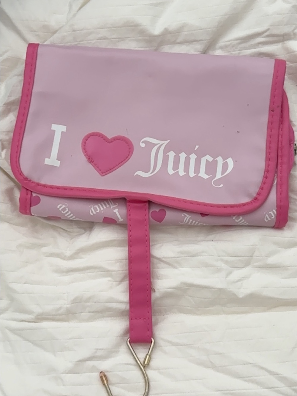 Juicy Couture Light Pink Cosmetic Pouch with Hot Pink Trim